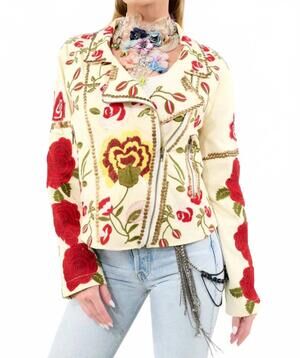 NEW ARATTA carmen embroidered jacket in ivory